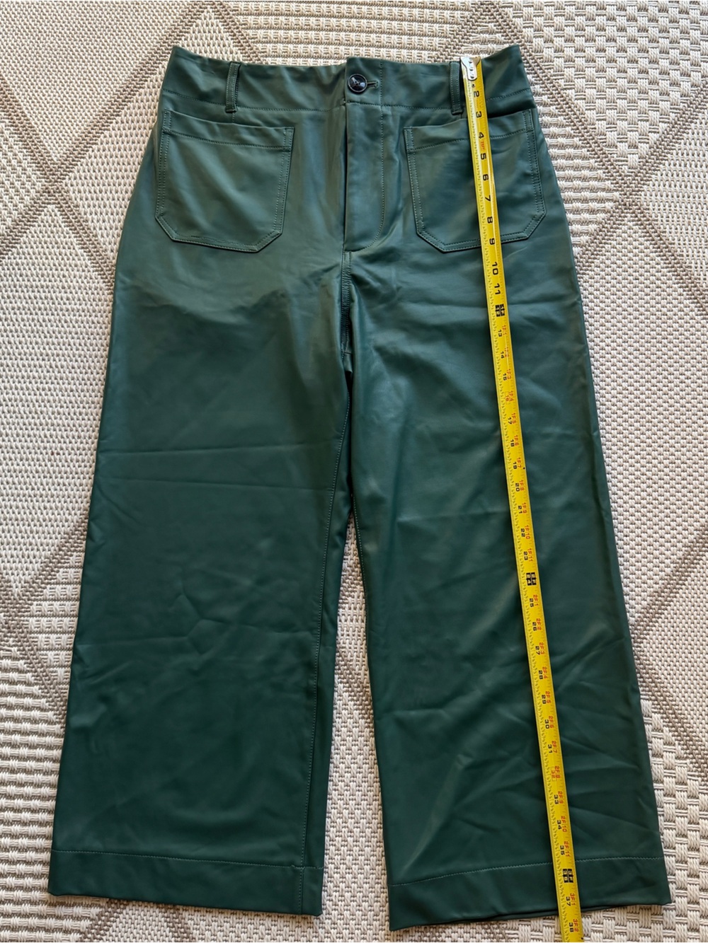 Maeve Forest Green Wide-Leg Faux Leather Pants - Picture 6 of 10